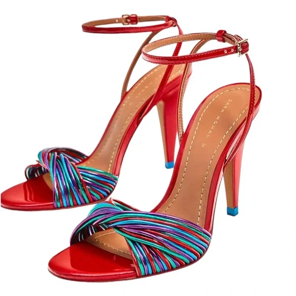 Zara Red and Multicolor Strappy Heels - Picture 12 of 13